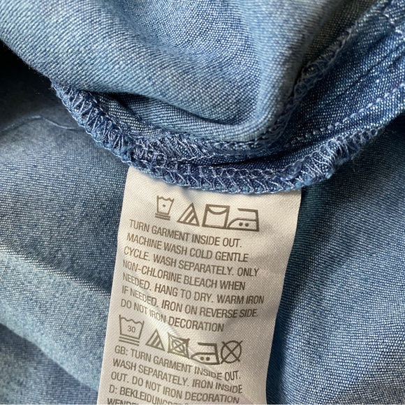 New Vintage Quaker Factory Jeanne Bice Chambray Jewel Button Down Shirt Size 1X - Picture 13 of 16